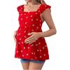 imageFloerns Womens Striped Print Boat Neck Tie Back Sleeveless Maternity Peplum Blouse TopsBurgundy