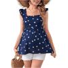 imageFloerns Womens Striped Print Boat Neck Tie Back Sleeveless Maternity Peplum Blouse TopsDark Blue
