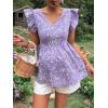 imageFloerns Womens Striped Print Boat Neck Tie Back Sleeveless Maternity Peplum Blouse TopsLilac Purple