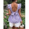 imageFloerns Womens Striped Print Boat Neck Tie Back Sleeveless Maternity Peplum Blouse TopsLilac Purple
