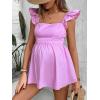 imageFloerns Womens Striped Print Boat Neck Tie Back Sleeveless Maternity Peplum Blouse TopsPurple Solid