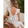 imageFloerns Womens Striped Print Boat Neck Tie Back Sleeveless Maternity Peplum Blouse TopsWhite Multi
