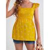 imageFloerns Womens Striped Print Boat Neck Tie Back Sleeveless Maternity Peplum Blouse TopsYellow