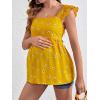 imageFloerns Womens Striped Print Boat Neck Tie Back Sleeveless Maternity Peplum Blouse TopsYellow