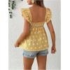 imageFloerns Womens Striped Print Boat Neck Tie Back Sleeveless Maternity Peplum Blouse TopsYellow Floral