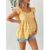 imageFloerns Womens Striped Print Boat Neck Tie Back Sleeveless Maternity Peplum Blouse TopsYellow Floral