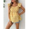 imageFloerns Womens Striped Print Boat Neck Tie Back Sleeveless Maternity Peplum Blouse TopsYellow Floral