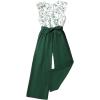 imageFloerns Girls Floral Print Sleeveless Ruffle Trim Belted Pants JumpsuitGreen