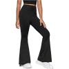 imageFloerns Girls High Waisted Flare Pants Ruched Front Bell Bottom LeggingsBlack