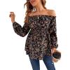 imageFloerns Womens Ditsy Floral Off The Shoulder Peplum Maternity BlouseBlack