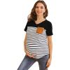imageFloerns Womens Maternity Colorblock Striped Print Short Sleeve Tee Shirt TopsA Black and White