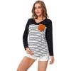 imageFloerns Womens Maternity Colorblock Striped Print Short Sleeve Tee Shirt TopsStriped Black