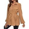 imageFloerns Womens Maternity Lantern Long Sleeve Drawstring Waist Peplum Blouse TopKhaki