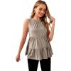 imageFloerns Womens Maternity Sleeveless Ruffle Hem Ruched Peplum Tank TopsKhaki