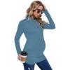 imageFloerns Womens Maternity Tops Mock Neck Long Sleeve Ribbed Knit Tee ShirtDusty Blue Solid