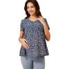 imageFloerns Womens Maternity V Neck Short Sleeve Button Front Peplum Blouse TopDark Blue