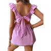 imageFloerns Womens Striped Print Boat Neck Tie Back Sleeveless Maternity Peplum Blouse TopsPurple Solid