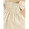 imageFloerns Baby Girls Square Neck Shirred Short Sleeve Boho Flared Hem DressBeige