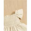 imageFloerns Baby Girls Square Neck Shirred Short Sleeve Boho Flared Hem DressBeige