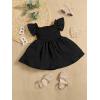 imageFloerns Baby Girls Square Neck Shirred Short Sleeve Boho Flared Hem DressBlack