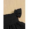 imageFloerns Baby Girls Square Neck Shirred Short Sleeve Boho Flared Hem DressBlack