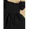 imageFloerns Baby Girls Square Neck Shirred Short Sleeve Boho Flared Hem DressBlack