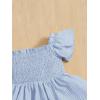 imageFloerns Baby Girls Square Neck Shirred Short Sleeve Boho Flared Hem DressLight Blue