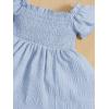 imageFloerns Baby Girls Square Neck Shirred Short Sleeve Boho Flared Hem DressLight Blue