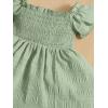 imageFloerns Baby Girls Square Neck Shirred Short Sleeve Boho Flared Hem DressMint Green