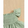 imageFloerns Baby Girls Square Neck Shirred Short Sleeve Boho Flared Hem DressMint Green