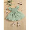 imageFloerns Baby Girls Square Neck Shirred Short Sleeve Boho Flared Hem DressMint Green