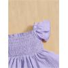 imageFloerns Baby Girls Square Neck Shirred Short Sleeve Boho Flared Hem DressPurple