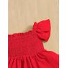 imageFloerns Baby Girls Square Neck Shirred Short Sleeve Boho Flared Hem DressRed