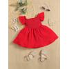 imageFloerns Baby Girls Square Neck Shirred Short Sleeve Boho Flared Hem DressRed