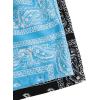 imageFloerns Boys 2 Pcs Boho Paisley Print Drawstring Waist Summer Beach Shorts with PocketsBlue  Black Paisley