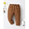 imageFloerns Boys Casual Elastic Waist Tapered Trousers Long Corduroy PantsBrown