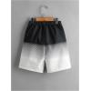 imageFloerns Boys Patchwork Drawstring Waist Printed Summer Boho Track ShortsBlack and White