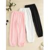 imageFloerns Girls 3 Pcs Letter Graphic Print High Waisted Sweatpants Jogger PantsPink White