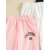 imageFloerns Girls 3 Pcs Letter Graphic Print High Waisted Sweatpants Jogger PantsPink White