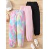 imageFloerns Girls 3 Pcs Letter Graphic Print High Waisted Sweatpants Jogger PantsTie Dye Pink