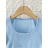 imageFloerns Girls Casual Short Sleeve Scoop Neck Tee Shirt Bodysuit JumpsuitLight Blue