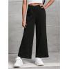 imageFloerns Girls Cross Elastic High Waist Wide Leg Loose Fit SweatpantsBlack