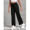 imageFloerns Girls Cross Elastic High Waist Wide Leg Loose Fit SweatpantsBlack