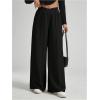 imageFloerns Girls Cross Elastic High Waist Wide Leg Loose Fit SweatpantsBlack Solid