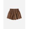 imageFloerns Girls Elastic Waist Wide Leg Loose Fit Floral Print Paperbag ShortsBrown Leopard