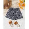 imageFloerns Girls Elastic Waist Wide Leg Loose Fit Floral Print Paperbag ShortsNavy Blue