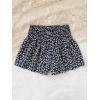 imageFloerns Girls Elastic Waist Wide Leg Loose Fit Floral Print Paperbag ShortsNavy Blue