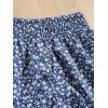 imageFloerns Girls Elastic Waist Wide Leg Loose Fit Floral Print Paperbag ShortsWhite and Blue