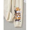 imageFloerns Girls Graphic Print Elastic Waist Sweatpants Casual Athletic Jogger Pants SweatpantsApricot