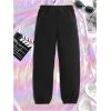 imageFloerns Girls Graphic Print Elastic Waist Sweatpants Casual Athletic Jogger Pants SweatpantsBlack